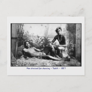 Tahitianische Männer verkleidet für das Tanzen Vin Postkarte