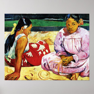Tahitische Frauen am Strand von Paul Gauguin Poster