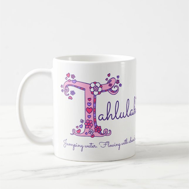 Tahlulah Name bedeutet doodletter T art Tasse (Links)