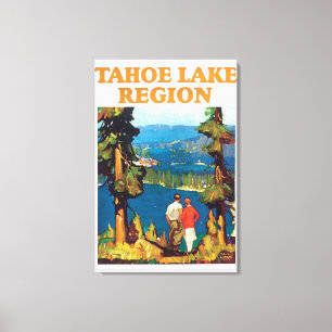 Tahoe Lake Region Vintage Reiseplaner Kunstwerk Leinwanddruck