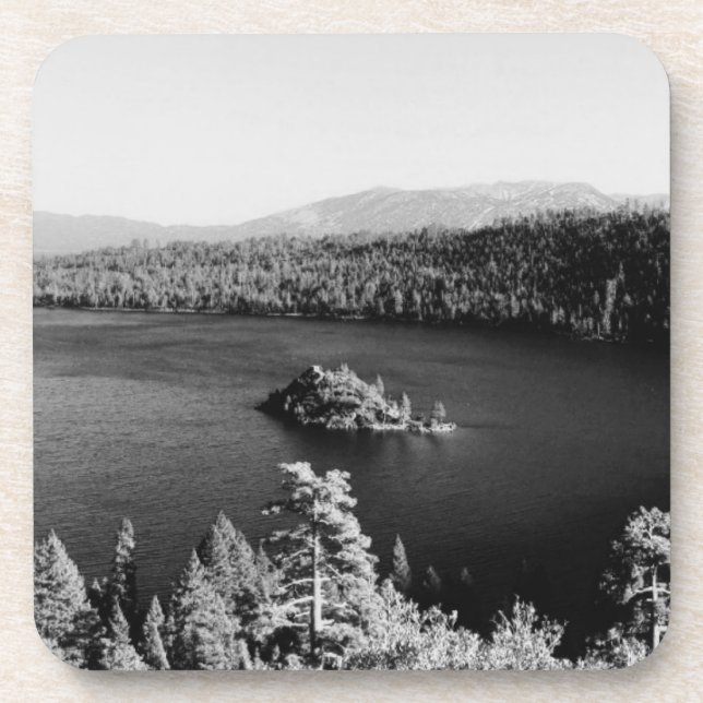 Tahosee in Schwarz-Weiß Getränkeuntersetzer (Vorderseite)