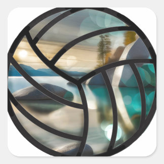 Tahosee und Volleyballkleber Quadratischer Aufkleber