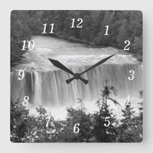 Tahquamenon Upper Falls Graustufen Wall Clock Quadratische Wanduhr