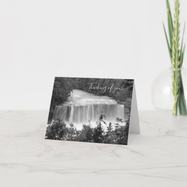 Tahquamenon Upper Falls Grayscale Thinking Card Karte (Vorderseite)
