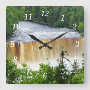 Tahquamenon Upper Falls Wall Clock Quadratische Wanduhr