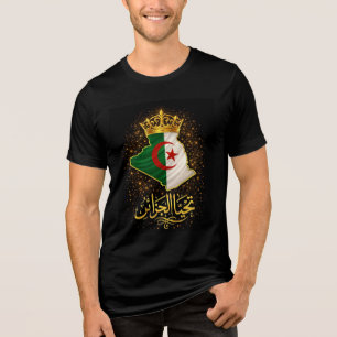 Tahya El Djazair Krone – Golden Lang lebe Algerien Tri-Blend Shirt