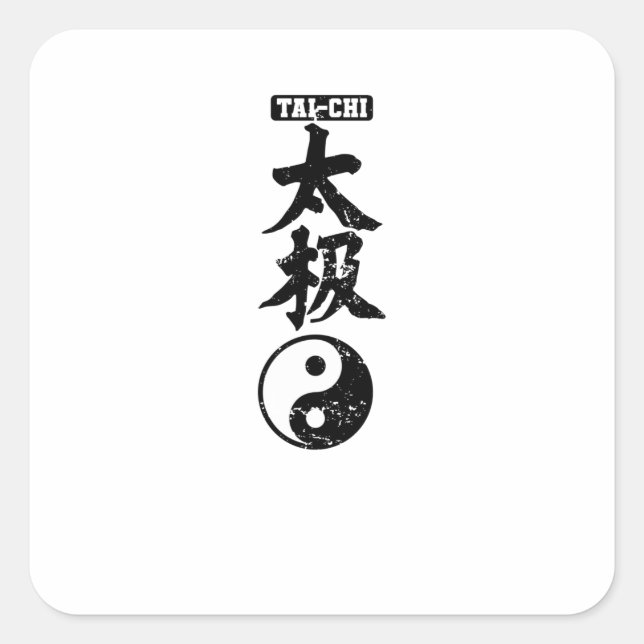 Tai-Chi Chinftzeichen Yin Yang Quadratischer Aufkleber (Vorderseite)