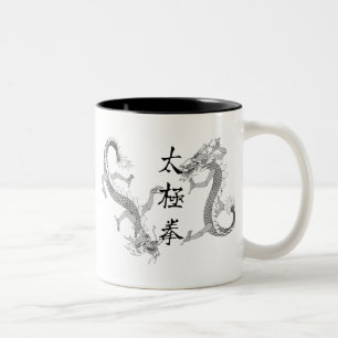 Tai-Chi Chuan und zwei Drachen Zweifarbige Tasse