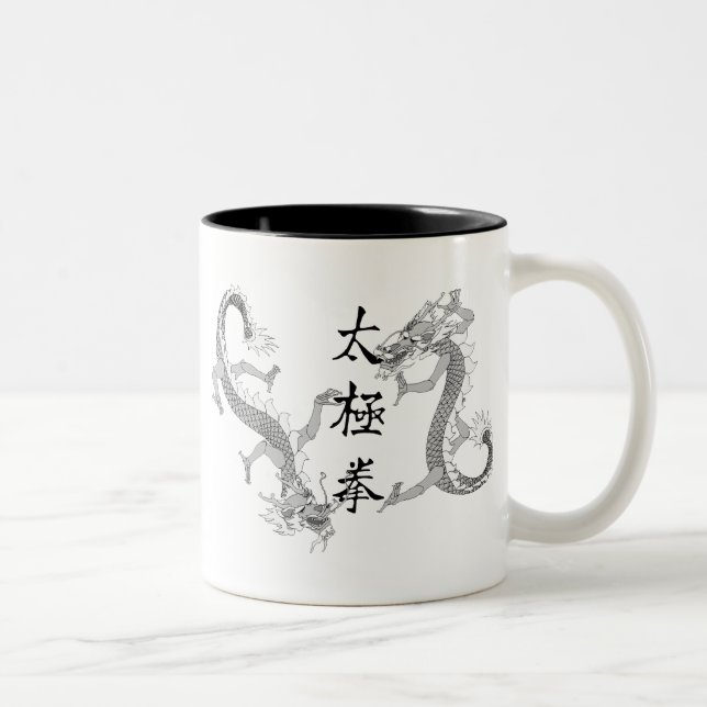 Tai-Chi Chuan und zwei Drachen Zweifarbige Tasse (Rechts)