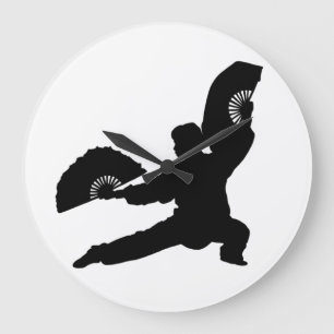 Tai Chi Fan Wall Clock Große Wanduhr