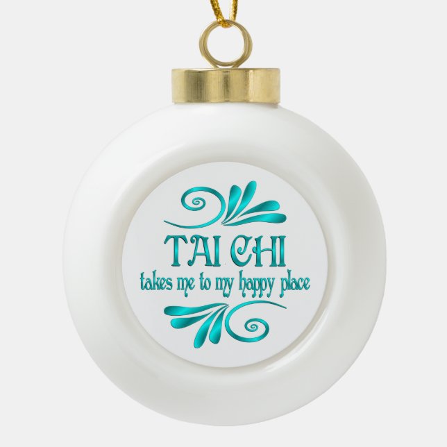 Tai Chi Happy Place Keramik Kugel-Ornament (Vorderseite)