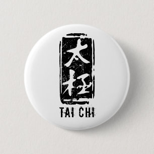Tai Chi Schwarzweiß-Siegel-Logo Button