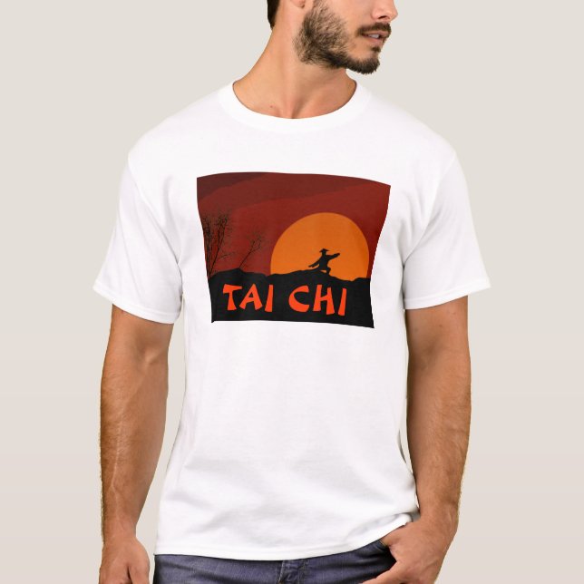 TAI-CHI-SONNENUNTERGANG-MANN-MÖNCH-FARBE T-Shirt (Vorderseite)