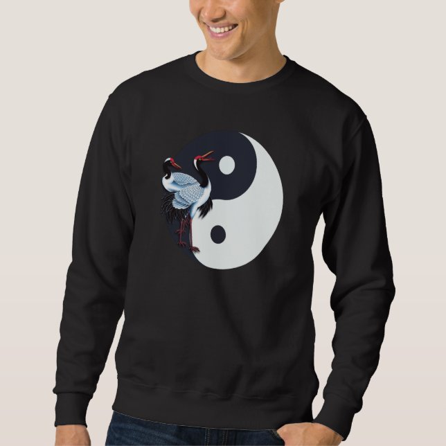 Tai Chi White Crane Yin Yang Qi Gong Chinese White Sweatshirt (Vorderseite)