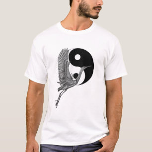 Tai Chi White Crane Yin Yang Qi Gong Illustration  T-Shirt