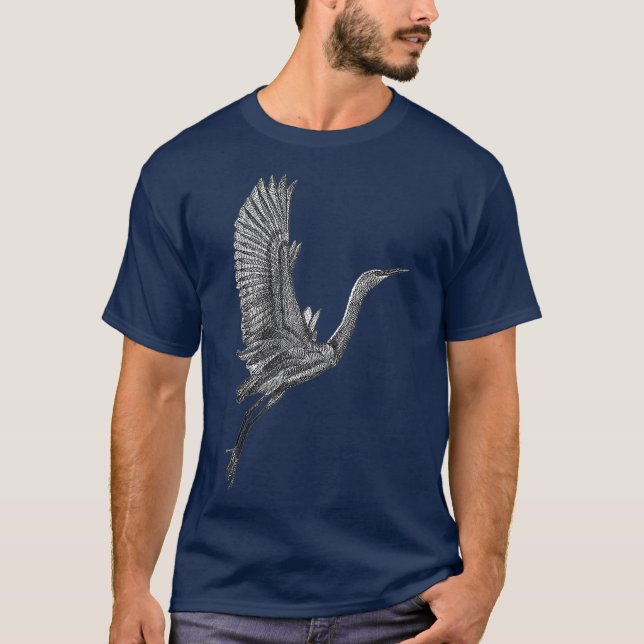 Tai Chi White Flying Crane Qi Gong Illustration T-Shirt (Vorderseite)