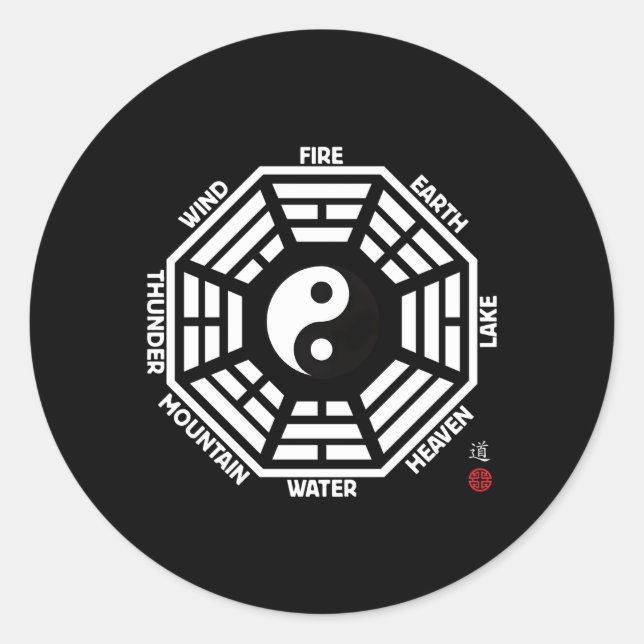 Tai Chi Yin Yang King Wen Bagua Runder Aufkleber (Vorderseite)