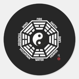Tai Chi Yin Yang King Wen Bagua Runder Aufkleber