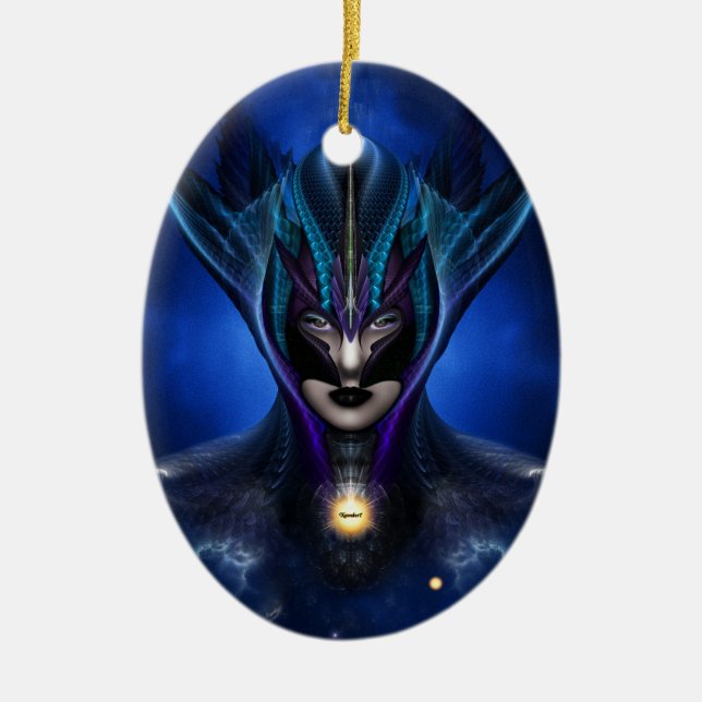 Taidushan Sai Shadow Blue Keramik Oval Ornament (Vorne)