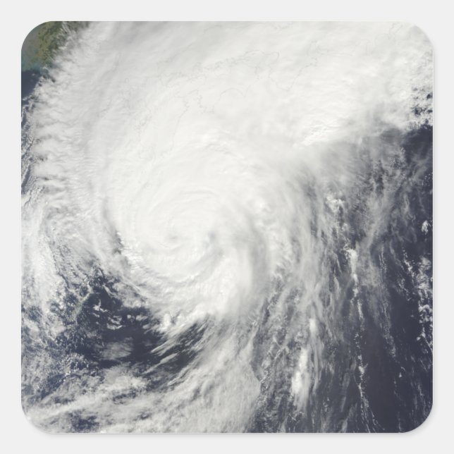 Taifun Melor nähert sich Japan Quadratischer Aufkleber (Vorderseite)