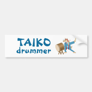 Taiko Drum Cartoon Dog Taiko Drummer Autoaufkleber