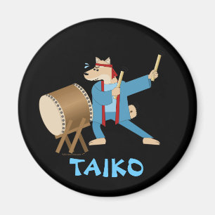 Taiko Trommel-Cartoon-HundTaiko Schlagzeuger Magnet