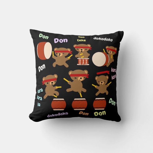 Taiko Trommel-Geschenk-niedliche Bären, die Kissen (Vorderseite)