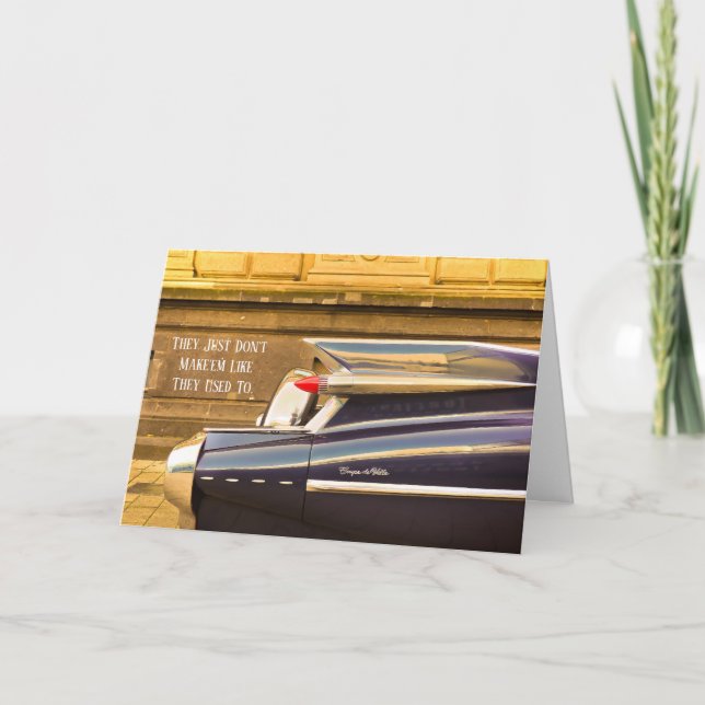 Tailfin Classic Car Cadillac Geburtstagskarte Karte (Vorderseite)