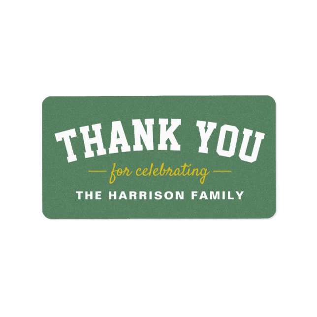 Tailgate Baby Dusche sportive gelb danke Adressaufkleber (Vorne)