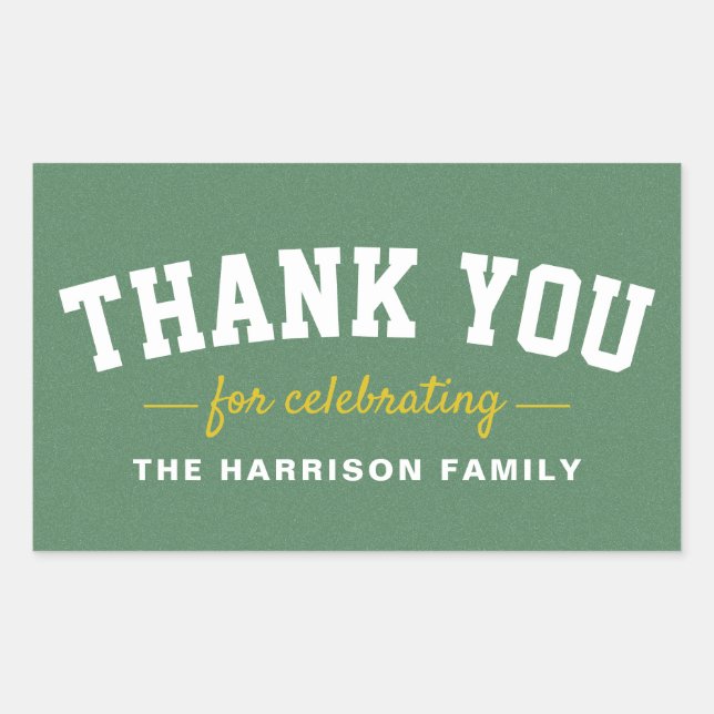 Tailgate Baby Dusche sportive gelb danke Rechteckiger Aufkleber (Vorderseite)