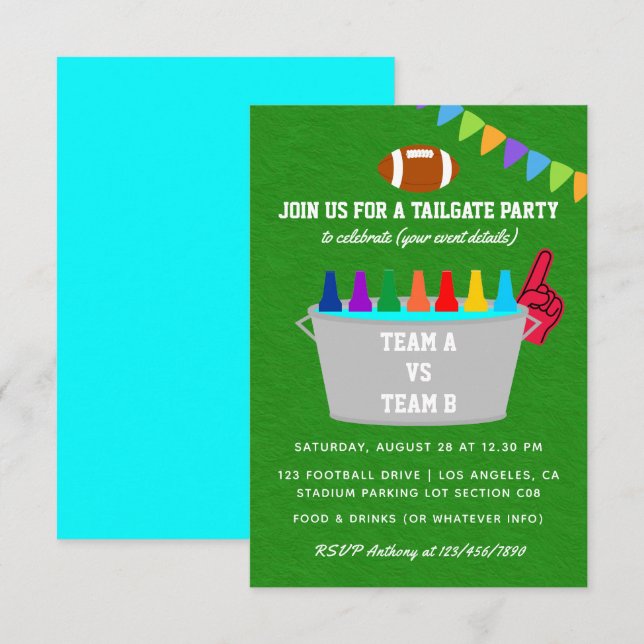 Tailgate Football Match Party Einladung (Vorne/Hinten)