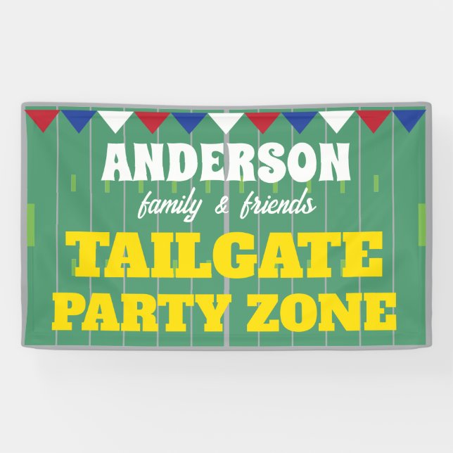 Tailgate Party mit Namen und Fußballplatz Banner (Horizontal)