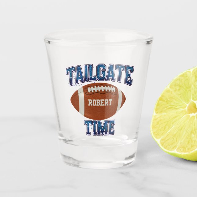 Tailgate Time Blue Custom Schnapsglas (Vorderseite)