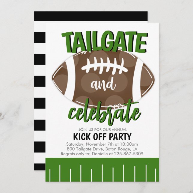 Tailgate und Celebrate Football JEDES FARBCOMBO Einladung (Vorne/Hinten)