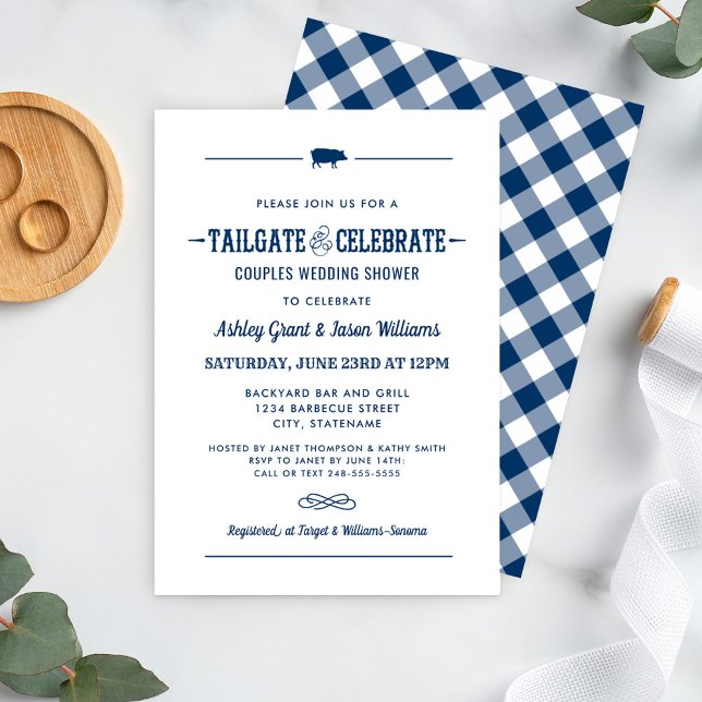 Tailgate und Celebrate Navy Blue Polterabend Einladung (Von Creator hochgeladen)