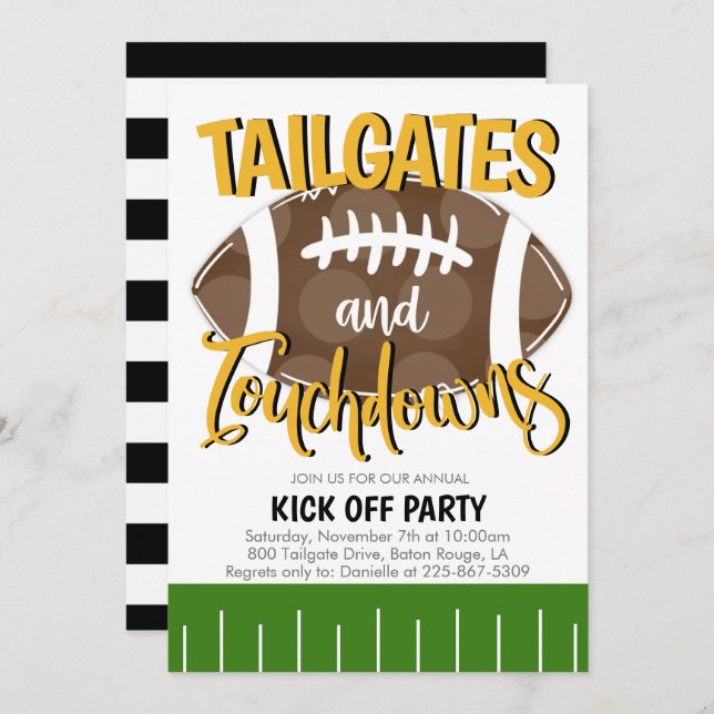 Tailgates and Touchdowns Football JEDES TEAM COLOR Einladung (Vorne/Hinten)
