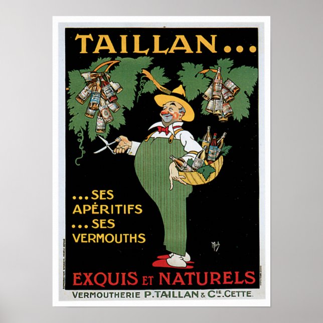 Taillan Aperitifs Vintag Drinks und Kunst Poster (Vorne)