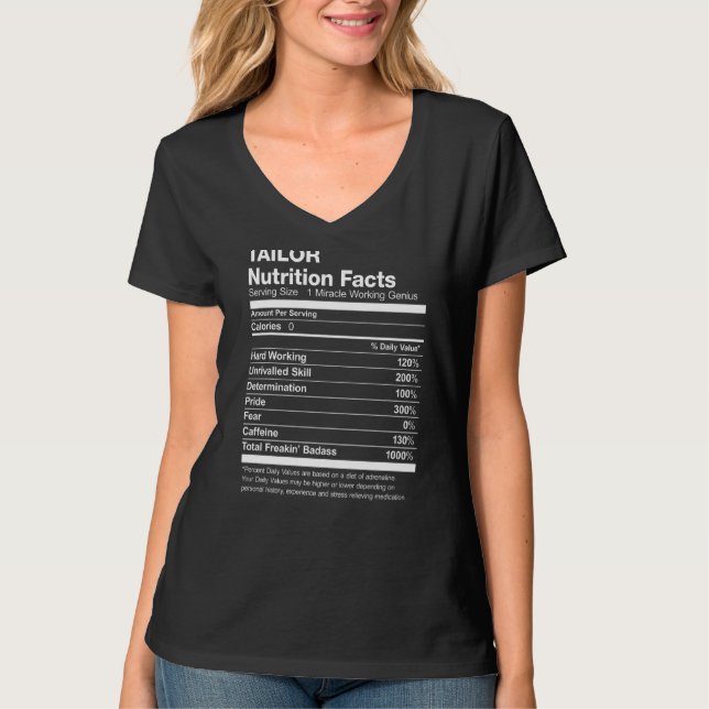 Tailor Nutrition Facts Funny T-Shirt (Vorderseite)