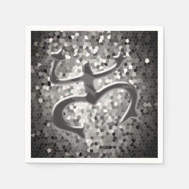 Taino Coqui Frog Paper Napkins (Schwarz/Weiß) Serviette (Vorderseite)