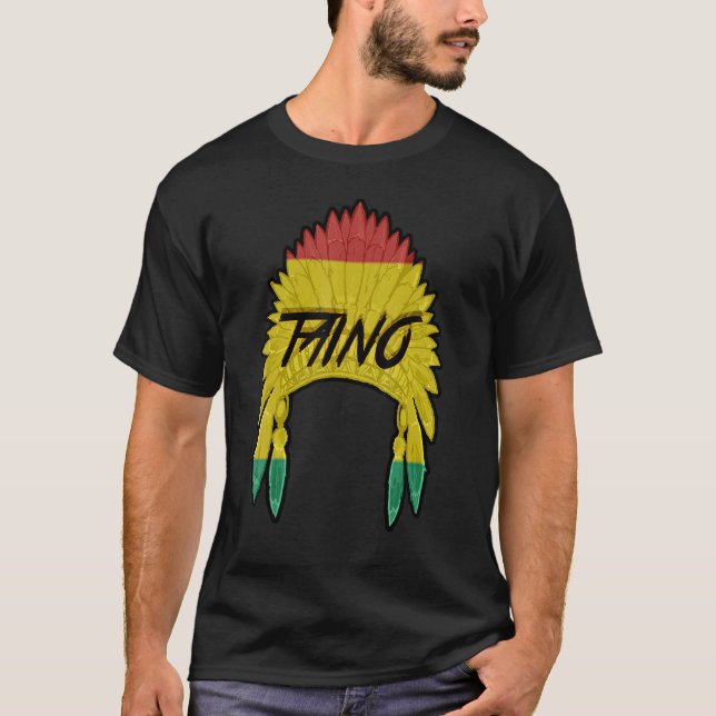 Taino Native Caribbean Indigenous Headdress T-Shirt (Vorderseite)