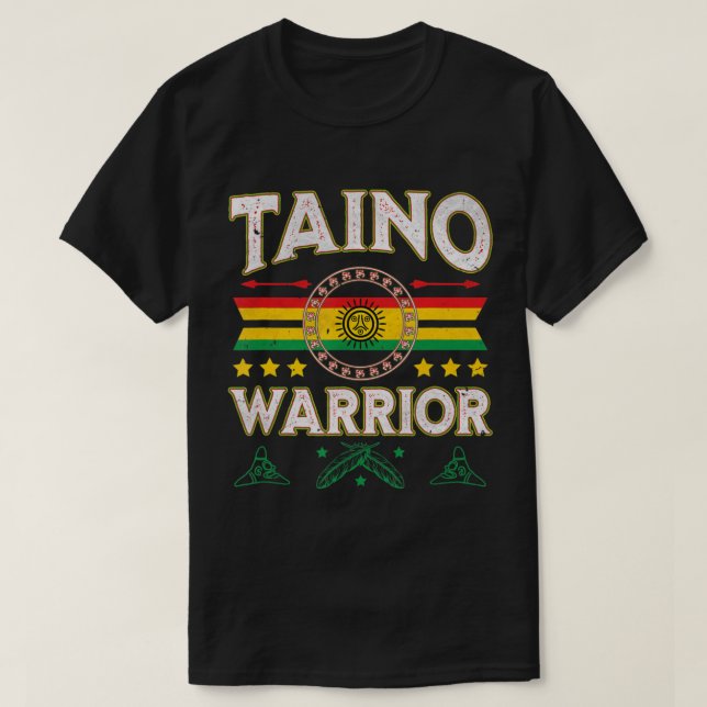 Taino Warrior Flag Indianer Arawak Boriken  T-Shirt (Design vorne)