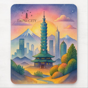 Taipeh Stadt Taiwan Skyline Wasserfarbe Mousepad