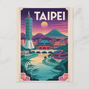 Taipeh Taiwan Retro-Reiseposter-Kunst Feiertagspostkarte
