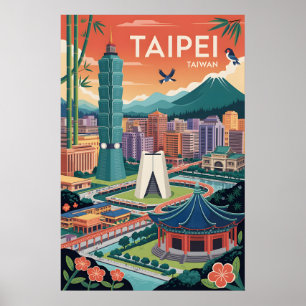 Taipeh Taiwan Retro-Reiseposter-Kunst Poster