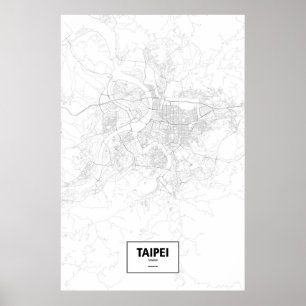 Taipeh, Taiwan (Schwarzes auf Weiß) Poster