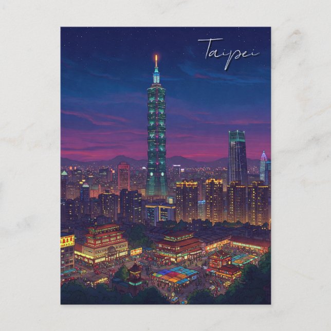 Taipei 101 Taiwan in der Nacht Postkarte (Vorderseite)