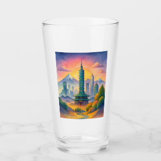 Taipei City Taiwan Skyline Watercolor Glas