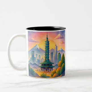 Taipei City Taiwan Skyline Watercolor Mug Zweifarbige Tasse