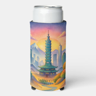 Taipei City Taiwan Skyline Watercolor Selters Dosenkühler