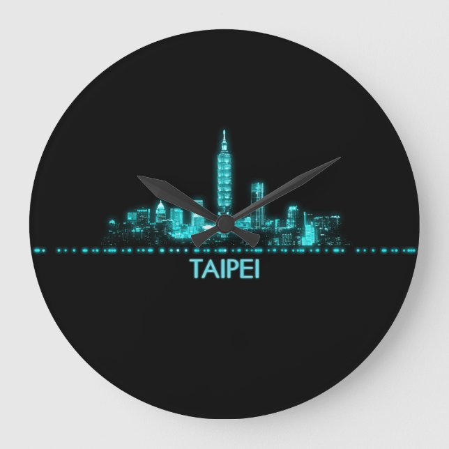 Taipei-Skyline Große Wanduhr (Vorderseite)